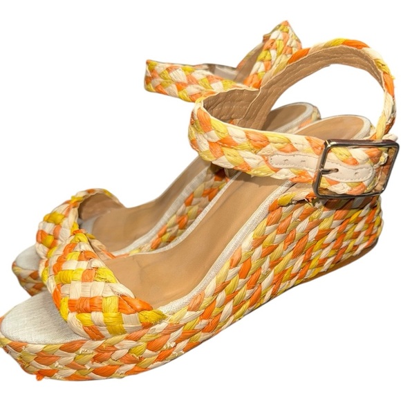 CASTANER | Babar Tricolored Raffia Wedge Espadrilles Sandals Yellow+Orange US 9 - Picture 6 of 6